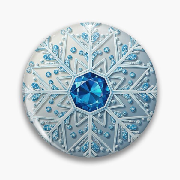 Item preview, Ethereal Crystal Snowflake with Blue Gem Core – Magical Winter Jewel Art designed and sold by PixelVibe782.
