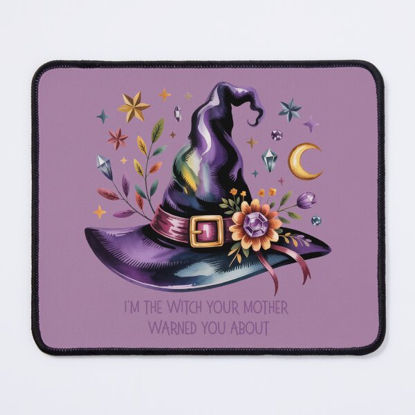 Item preview, I'm the Witch Your Mother Warned You About - Purple Witch Hat Art designed and sold by Random Candy Studio.