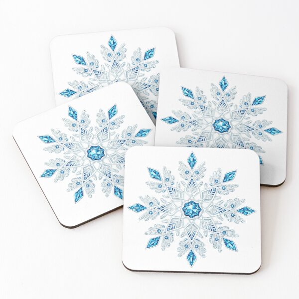Item preview, Luminous Icy Blue Snowflake with Gem Crystals – Elegant Winter Fantasy Art designed and sold by PixelVibe782.