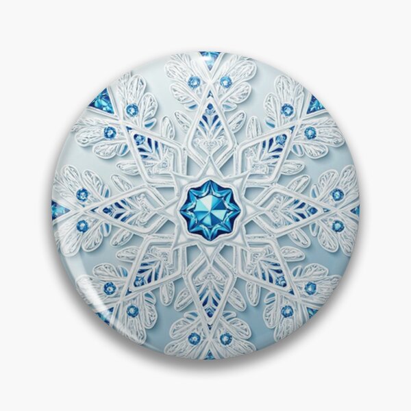 Item preview, Luminous Icy Blue Snowflake with Gem Crystals – Elegant Winter Fantasy Art designed and sold by PixelVibe782.