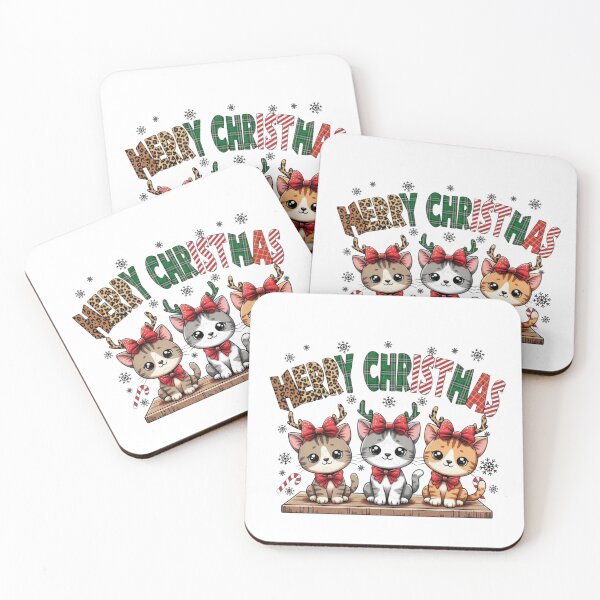 Item preview, Cute Cats with Merry Christmas Caption designed and sold by WildLeafDigital.