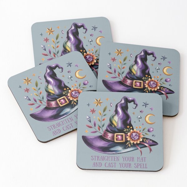 Item preview, Straighten Your Hat and Cast Your Spell - Purple Witch Hat Art designed and sold by Random Candy Studio.