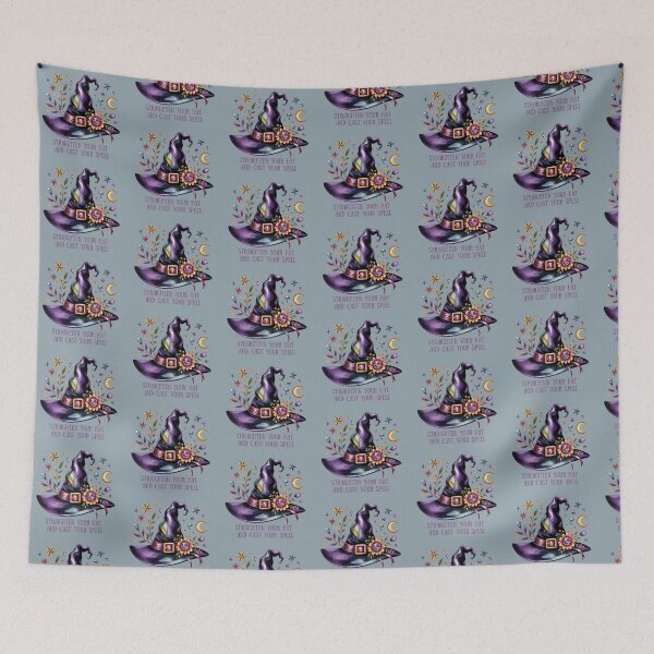 Item preview, Straighten Your Hat and Cast Your Spell - Purple Witch Hat Art designed and sold by Random Candy Studio.