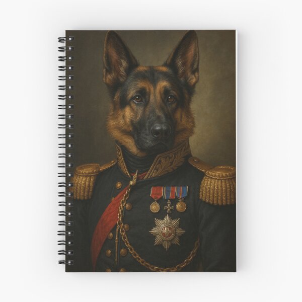 Item preview, Noble German Shepherd Commander – Royal Dog Portrait in Black Uniform designed and sold by Bernd Friese.
