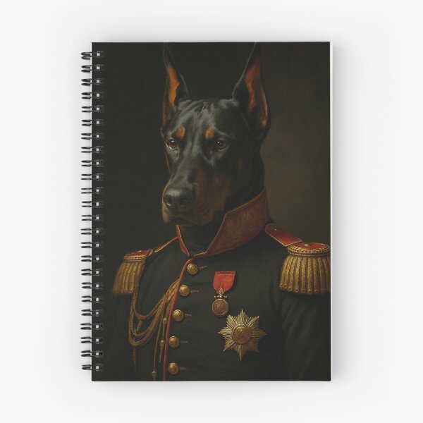 Item preview, Noble Doberman General – Dark dog portrait with royal authority designed and sold by Bernd Friese.