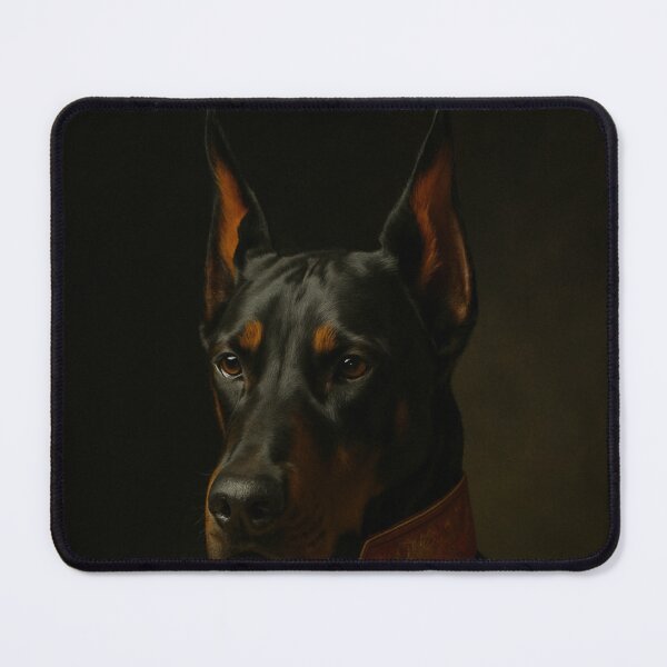 Item preview, Noble Doberman General – Dark dog portrait with royal authority designed and sold by Bernd Friese.