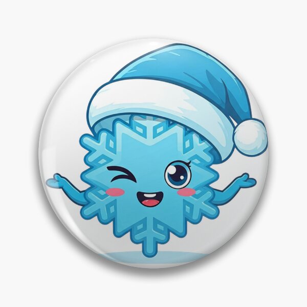 Item preview, Cute Winking Snowflake with Blue Santa Hat – Playful Winter Holiday Cartoon Art designed and sold by PixelVibe782.