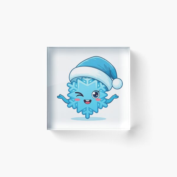 Item preview, Cute Winking Snowflake with Blue Santa Hat – Playful Winter Holiday Cartoon Art designed and sold by PixelVibe782.