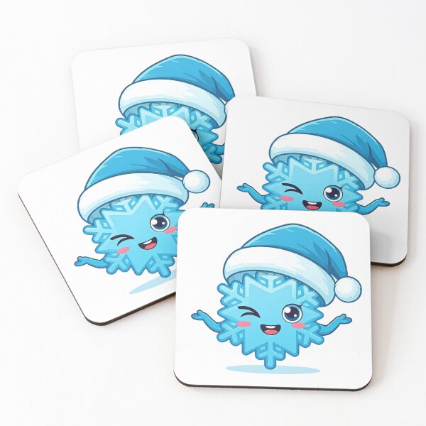 Item preview, Cute Winking Snowflake with Blue Santa Hat – Playful Winter Holiday Cartoon Art designed and sold by PixelVibe782.