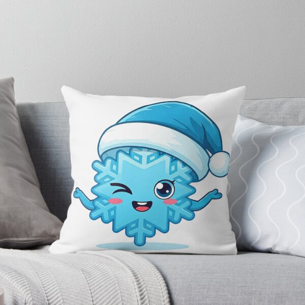 Item preview, Cute Winking Snowflake with Blue Santa Hat – Playful Winter Holiday Cartoon Art designed and sold by PixelVibe782.