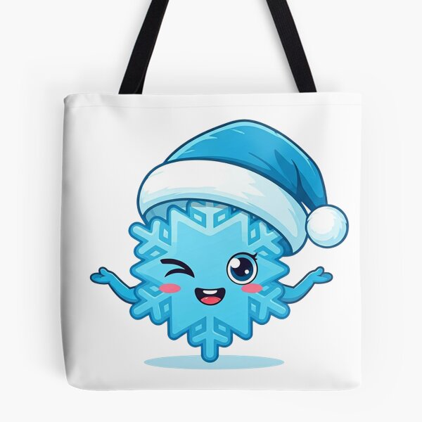 Item preview, Cute Winking Snowflake with Blue Santa Hat – Playful Winter Holiday Cartoon Art designed and sold by PixelVibe782.