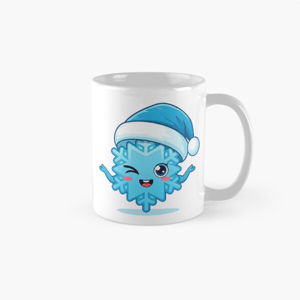 Item preview, Cute Winking Snowflake with Blue Santa Hat – Playful Winter Holiday Cartoon Art designed and sold by PixelVibe782.