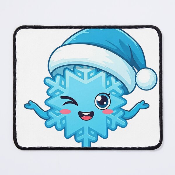 Item preview, Cute Winking Snowflake with Blue Santa Hat – Playful Winter Holiday Cartoon Art designed and sold by PixelVibe782.