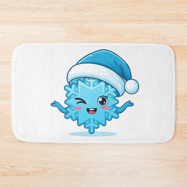 Item preview, Cute Winking Snowflake with Blue Santa Hat – Playful Winter Holiday Cartoon Art designed and sold by PixelVibe782.