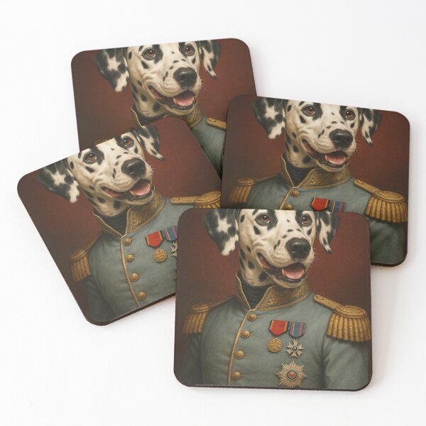 Item preview, Distinguished Dalmatian officer – Classic dog portrait with a regal air in his uniform designed and sold by Bernd Friese.