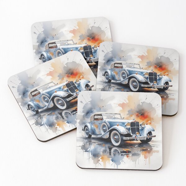 Item preview, Classic Blue Car – Watercolor Art by VektorVibe designed and sold by VektorVibe.