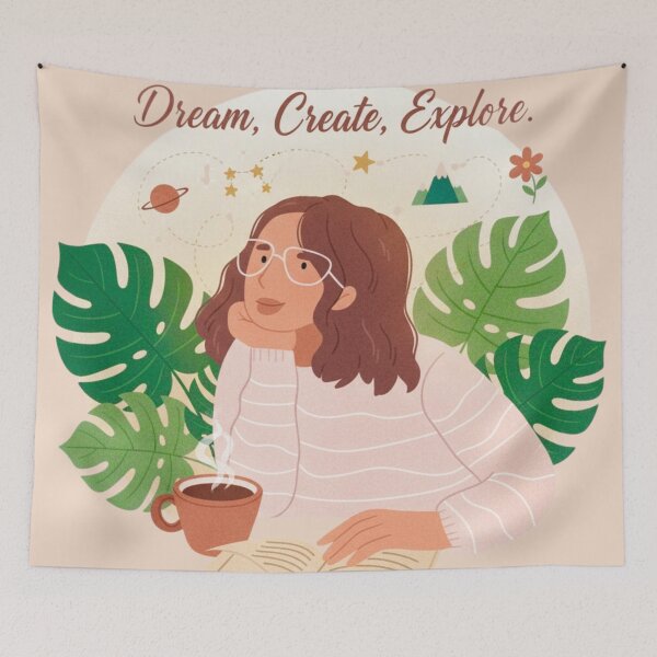 Item preview, Dream Create Explore Motivational Book Lover Botanical Art designed and sold by anandsiva2703.
