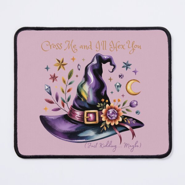 Item preview, Cross Me and I'll Hex You Just Kidding Maybe - Purple Witch Hat Art designed and sold by Random Candy Studio.