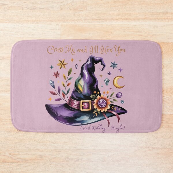 Item preview, Cross Me and I'll Hex You Just Kidding Maybe - Purple Witch Hat Art designed and sold by Random Candy Studio.