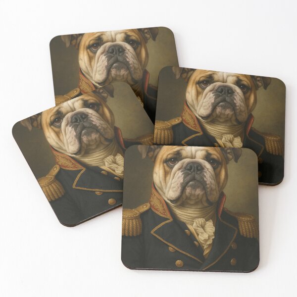 Item preview, Italian Bulldog Officer – Classic dog portrait in dark uniform designed and sold by Bernd Friese.