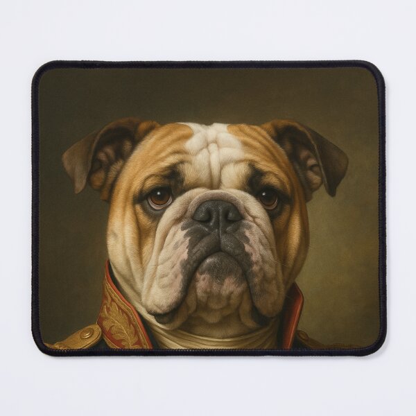 Item preview, Italian Bulldog Officer – Classic dog portrait in dark uniform designed and sold by Bernd Friese.