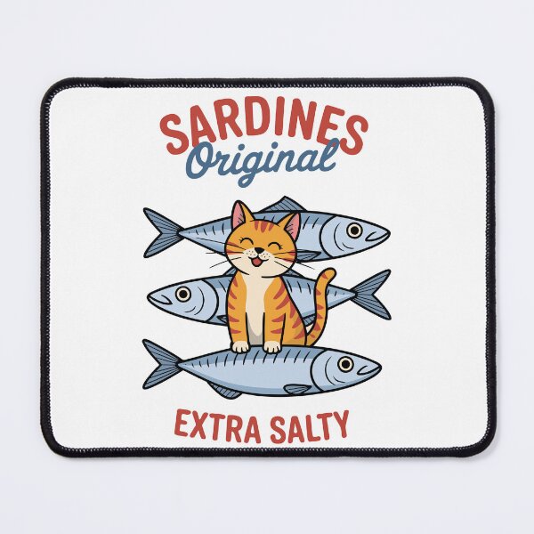 Item preview, Extra Salty Sardines – Funny Cat and Fish Cartoon Design designed and sold by Snifferius.