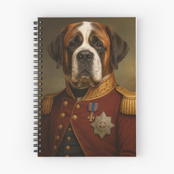Item preview, Dignified St. Bernard General – Classic dog portrait in a red uniform designed and sold by Bernd Friese.