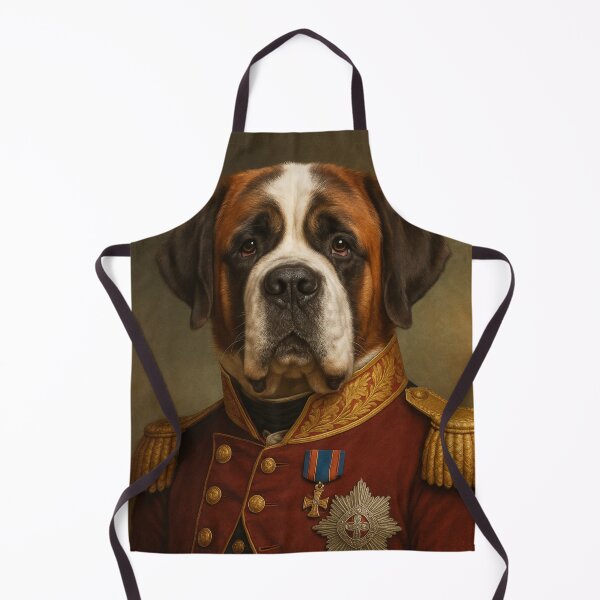 Item preview, Dignified St. Bernard General – Classic dog portrait in a red uniform designed and sold by Bernd Friese.