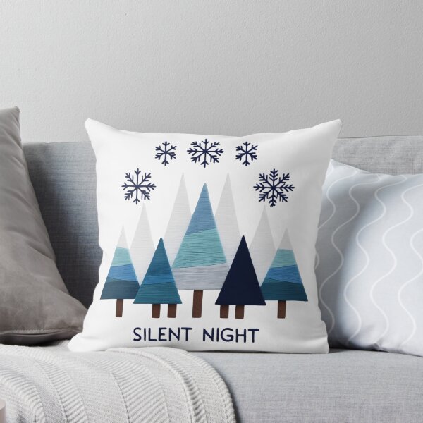 Item preview, Silent Night Geometric Christmas Trees Sweatshirt – Icy Blue Embroidered Snowflake Winter Crewneck designed and sold by ZyxDes.