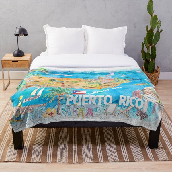 Item preview, Puerto Rico Islands Illustrated Travel Map with Roads and Highlights designed and sold by artshop77.