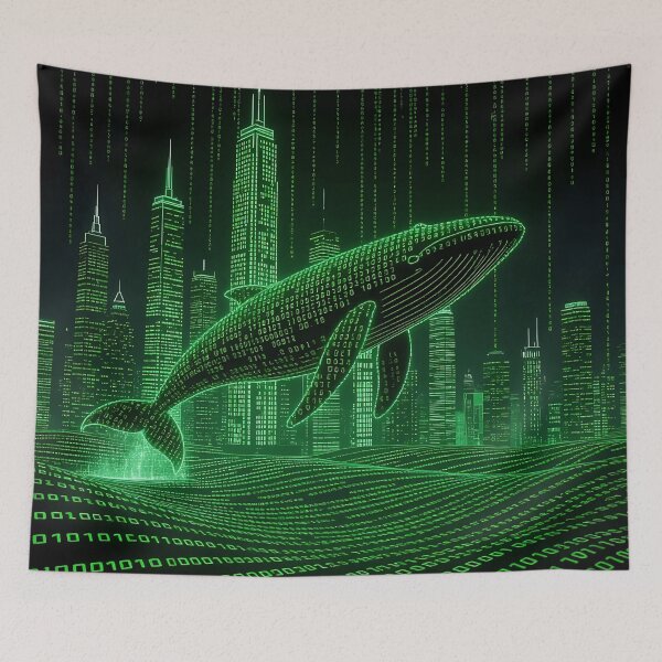 Item preview, Matrix Whale Big Data – Futuristic Digital Art by VektorVibe designed and sold by VektorVibe.