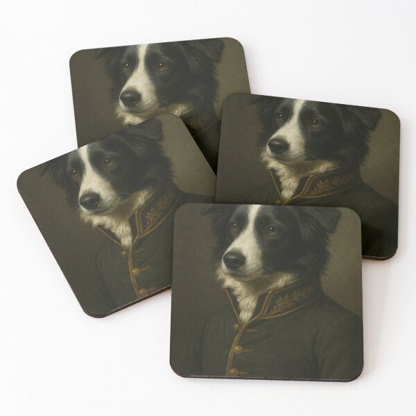 Item preview, Elegant Border Collie adjutant – Classic dog portrait in dark uniform designed and sold by Bernd Friese.