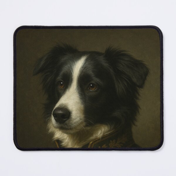 Item preview, Elegant Border Collie adjutant – Classic dog portrait in dark uniform designed and sold by Bernd Friese.