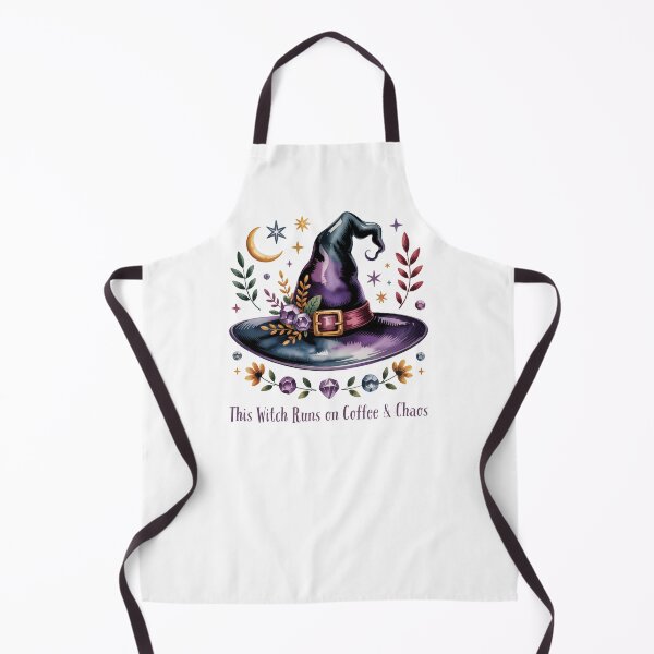 Item preview, This Witch Runs on Coffee and Chaos - Purple Witch Hat Art designed and sold by Random Candy Studio.