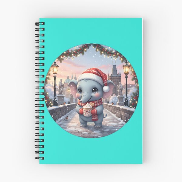 Item preview, Kawaii Christmas Elephant Prague Charles Bridge – Snowy Dawn Scene designed and sold by FixwellStudio.