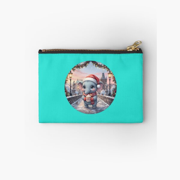 Item preview, Kawaii Christmas Elephant Prague Charles Bridge – Snowy Dawn Scene designed and sold by FixwellStudio.