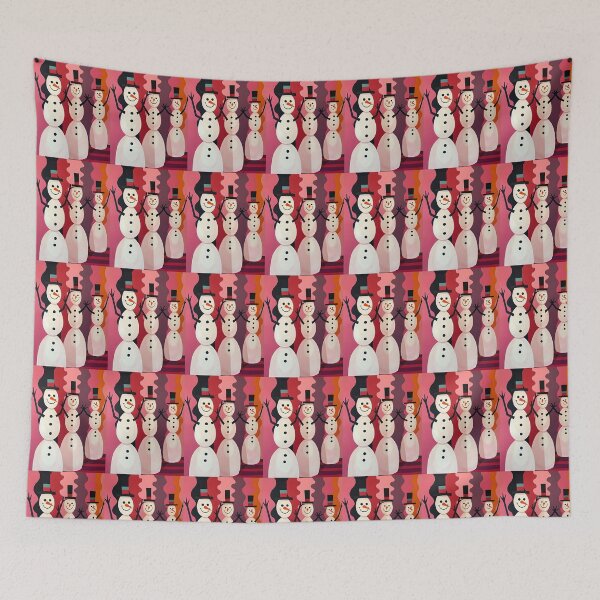 Item preview, Snowmen Kitschmas Christmas Pink Theme Design designed and sold by taiche.