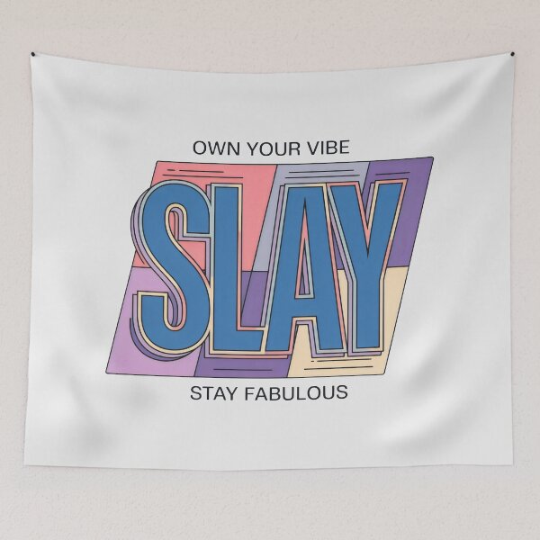 Item preview, Geometric Pastel Blocks Supporting Central “SLAY” and Black Motivational Captions designed and sold by SplashTastic.