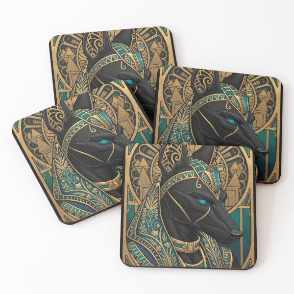 Item preview, Anubis God Profile Bust | Egyptian Art Deco Nouveau Portrait | Luxury Gallery Art Print designed and sold by Vintage Poster Gallery.