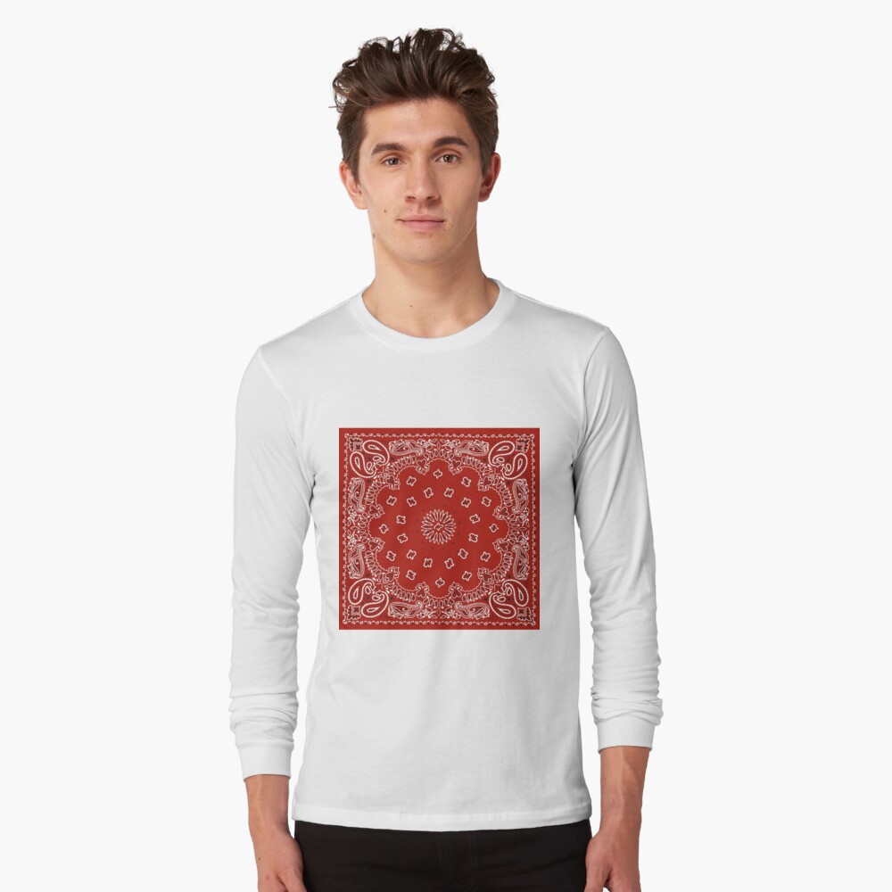 Long Sleeve Red Bandana Design Shirt