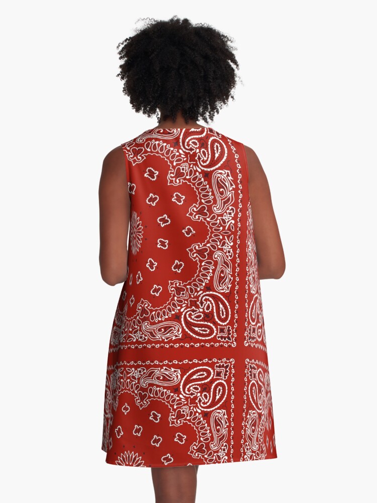 Thumbnail 3 of 4, A-Line Dress, Red Bandana designed and sold by ariahgraphics.