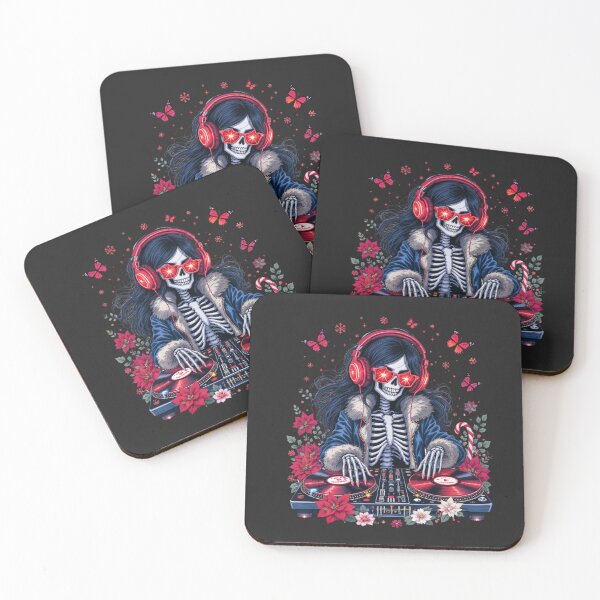 Item preview, DJ Skeleton Girl Christmas Edition | Festive Music Vibes Design designed and sold by ColorSplash123.