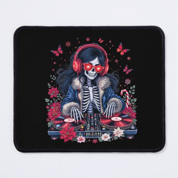 Item preview, DJ Skeleton Girl Christmas Edition | Festive Music Vibes Design designed and sold by ColorSplash123.