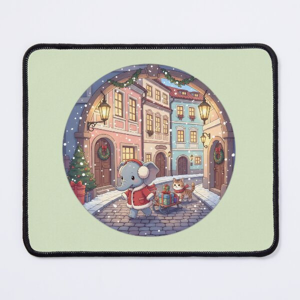Item preview, Kawaii Christmas Elephant Malá Strana Prague – Gifts on Sled designed and sold by FixwellStudio.