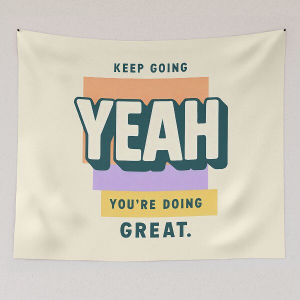 Item preview, Optimistic Retro-Inspired Graphic with Central “YEAH” and Positive Affirmation designed and sold by SplashTastic.