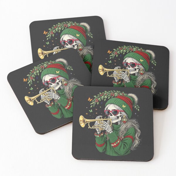 Item preview, Music & Mistletoe Skeleton Girl | Festive Christmas Design designed and sold by ColorSplash123.
