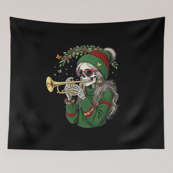 Item preview, Music & Mistletoe Skeleton Girl | Festive Christmas Design designed and sold by ColorSplash123.