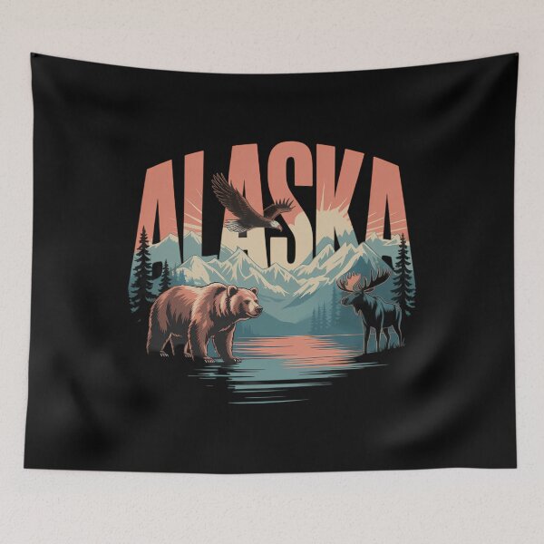 Item preview, Alaskan Bear Moose Eagle Lake And Mountain Aurora Borealis designed and sold by Bandikonsalez.