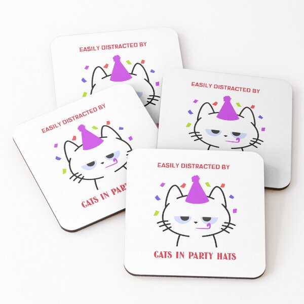 Item preview, Easily Distracted By Cats in Party Hats designed and sold by SavvyVacationer.