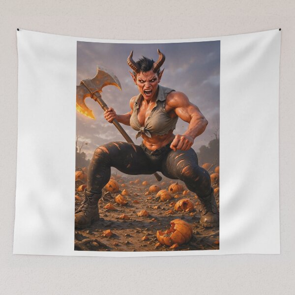 Item preview, Demoness pumpkin smasher happy Halloween  designed and sold by CathryneDelamort.